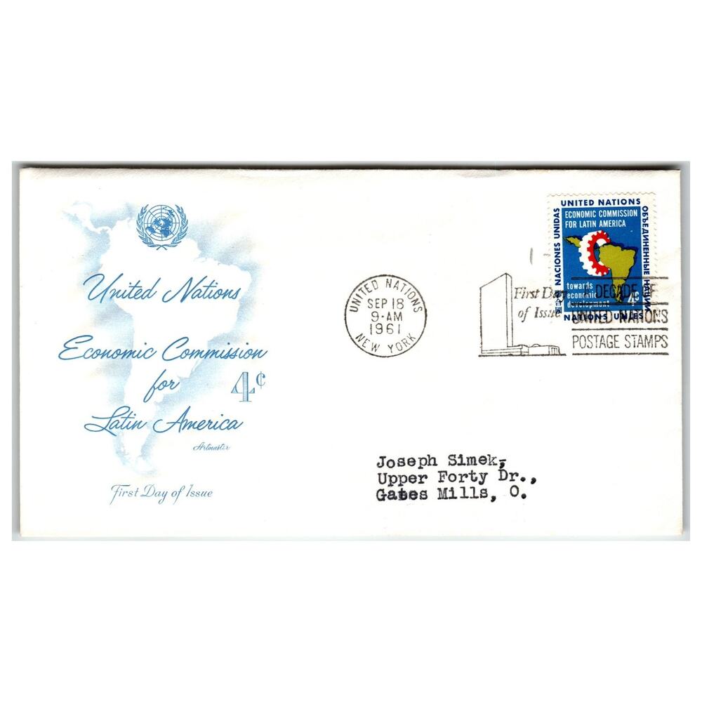 Scott #9 UN Economic Commission Latin America 1961 First Day Cover FDC Artmaster